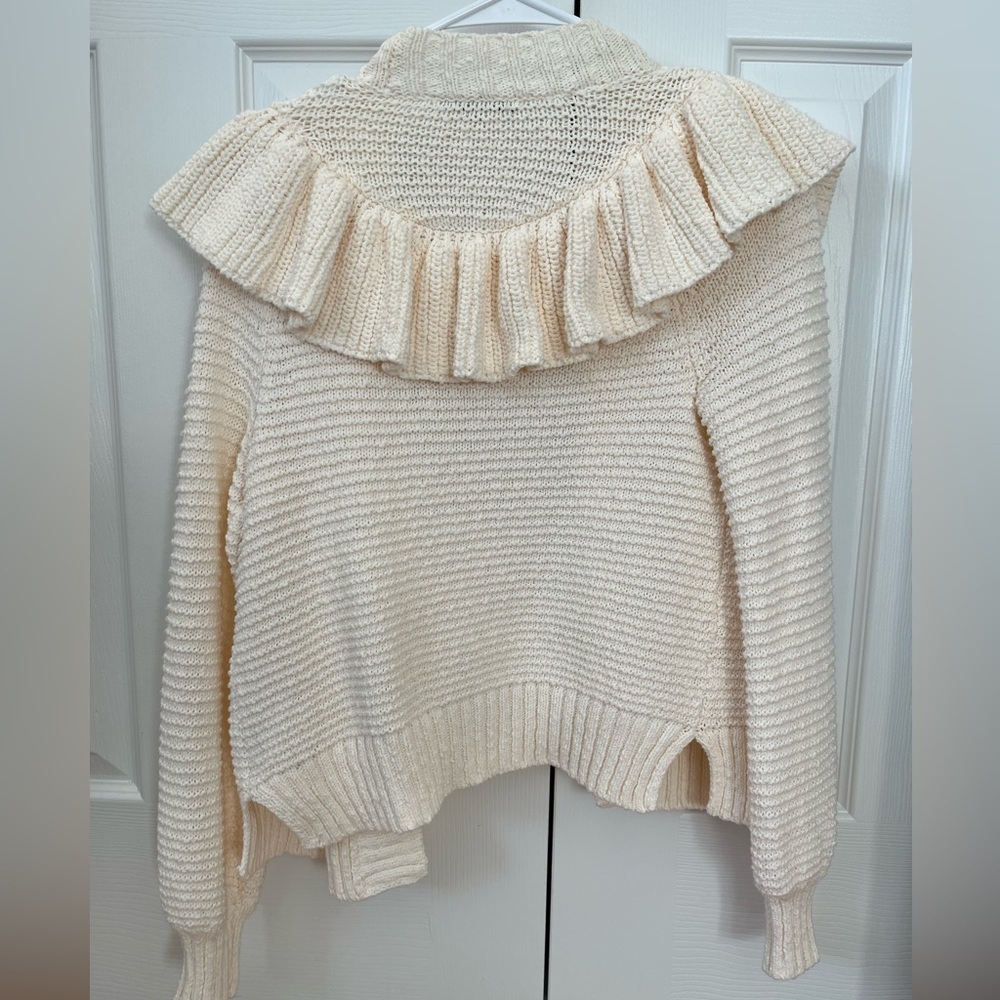 Madewell Cream Ruffled Cardigan Size XXS - Picture 9 of 12